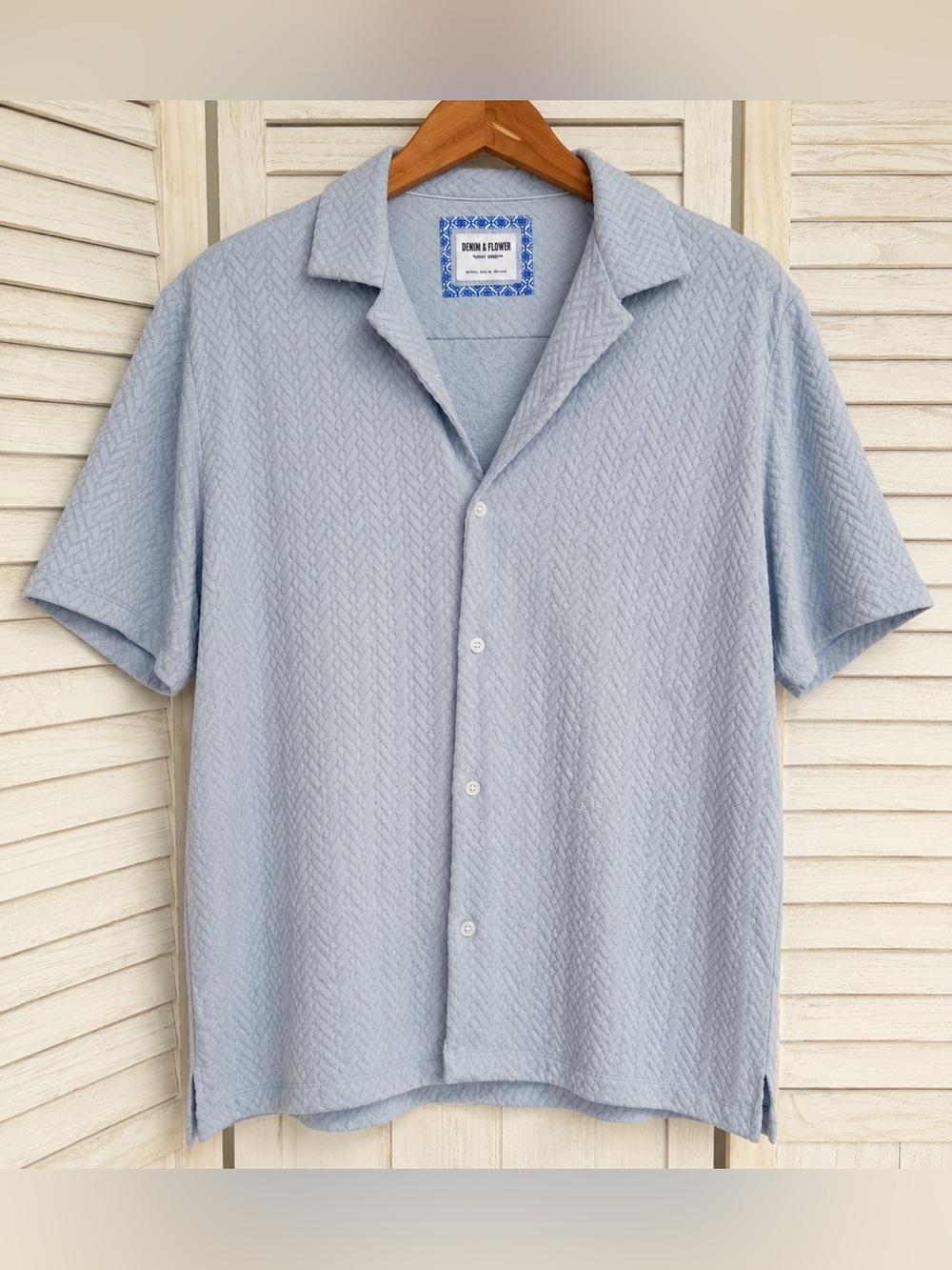 NWT Denim & Flower Ricky Singh Textured Camp Shirt XL